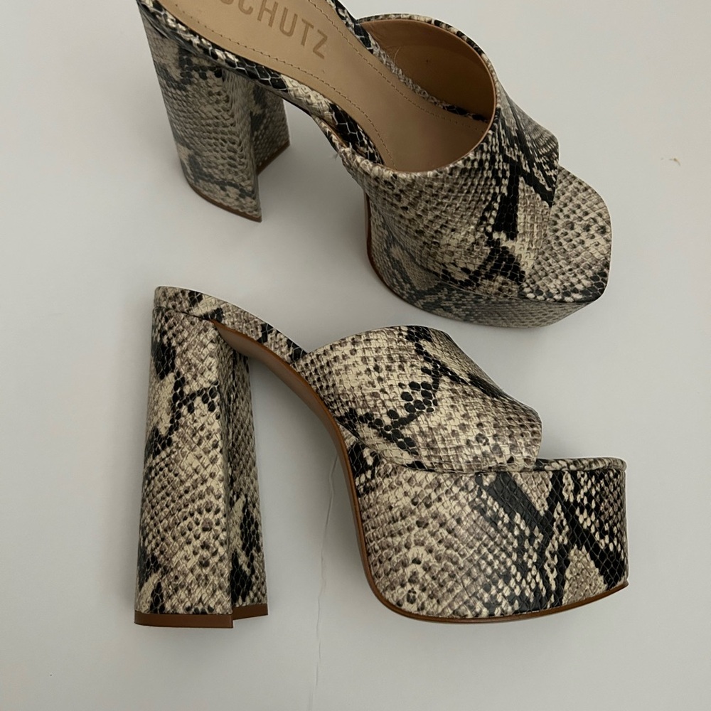 SCHUTZ Snake Print Platform Heels